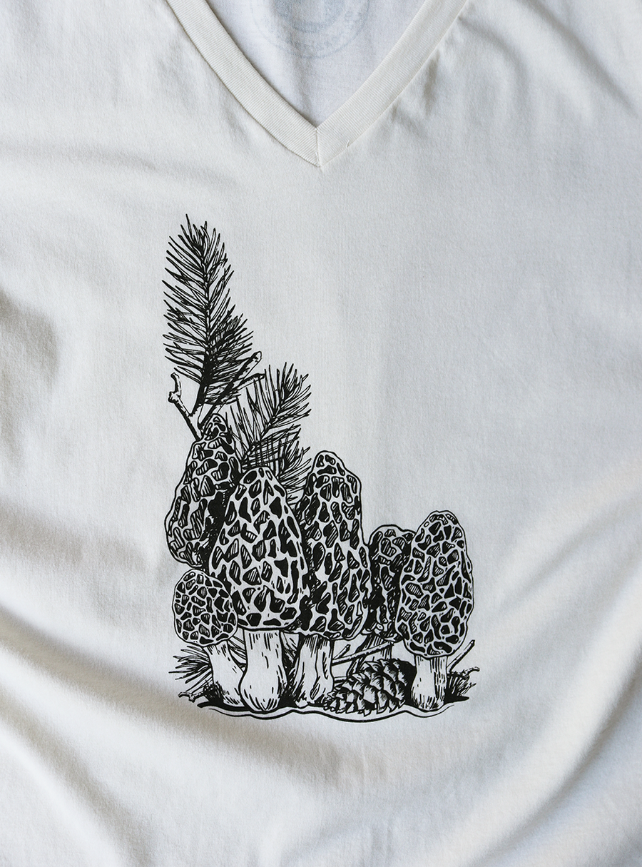 Idaho Morel Ladies V Neck Tee