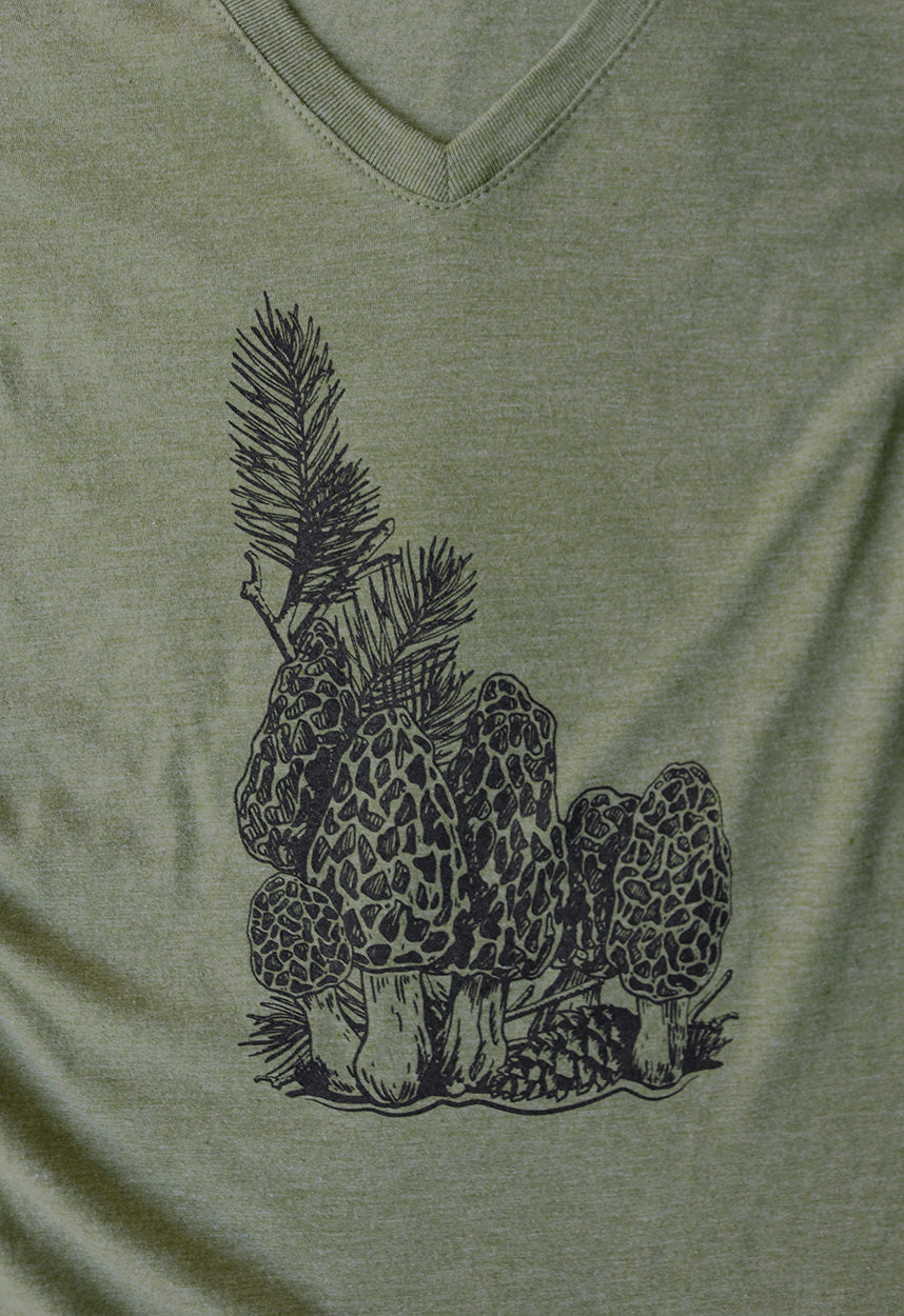 Idaho Morel Ladies V Neck Tee