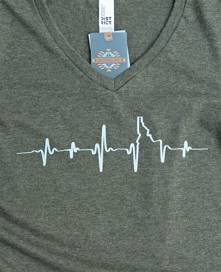 Heartbeat EKG Idaho Ladies V Neck