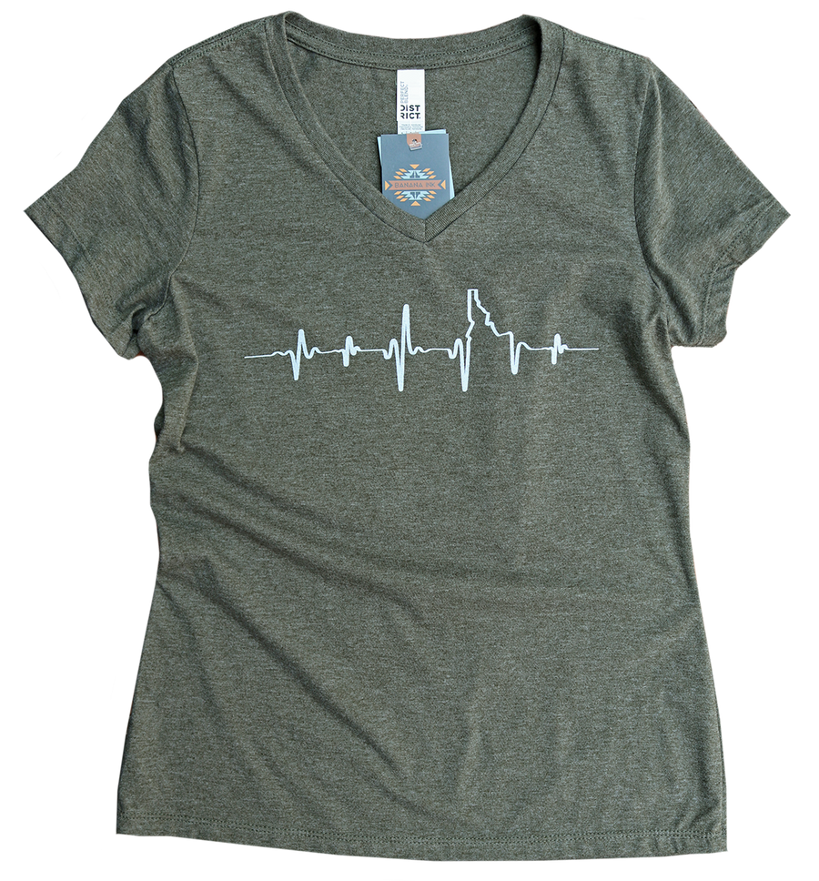 Heartbeat EKG Idaho Ladies V Neck