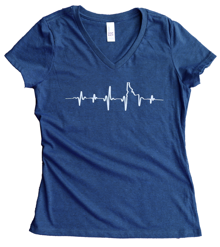 Heartbeat EKG Idaho Ladies V Neck