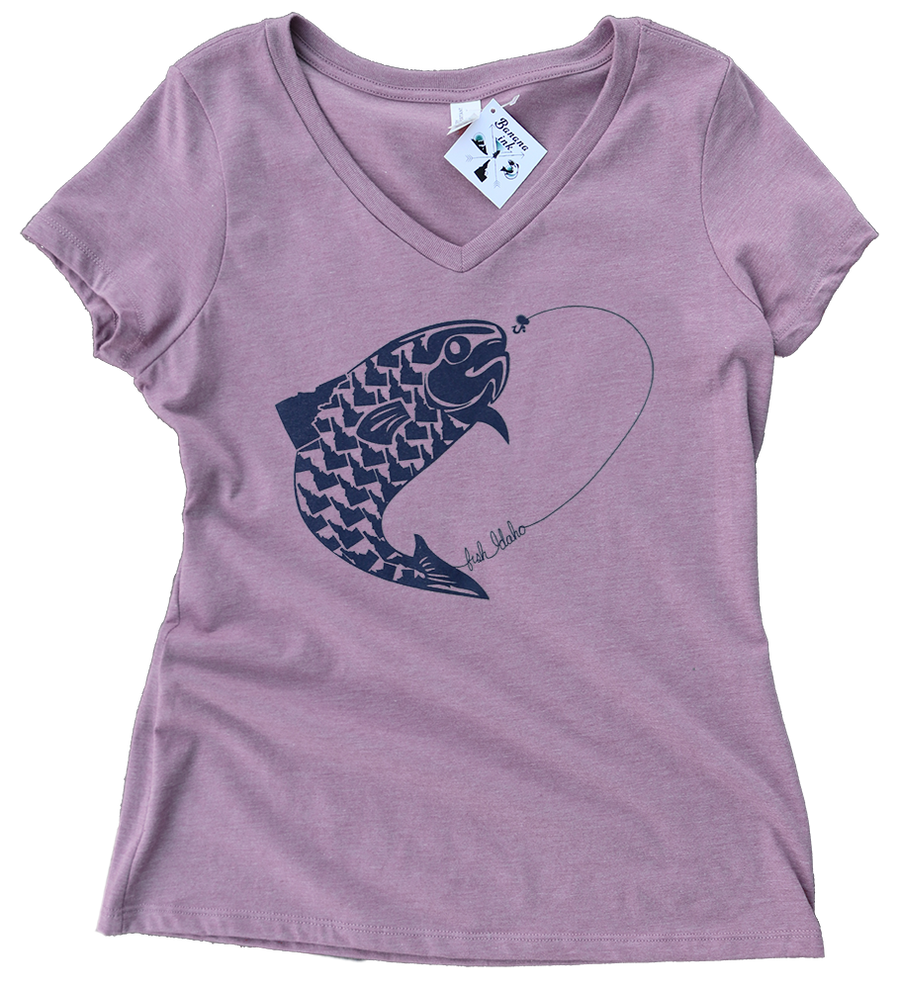 Fish Idaho Ladies V Neck Tee